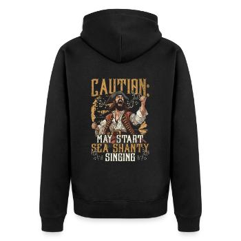 Shanty Chor Caution May Start Sea Shanty Singing - Unisex Premium Bio Zip Hoodie - Schwarz - Hinten - Nico (187cm)