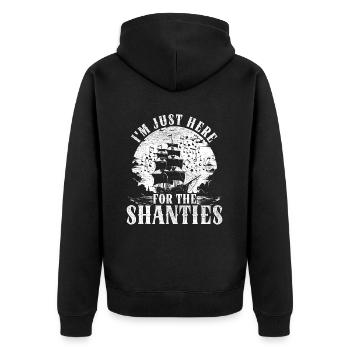 Shanty Chor I'm Just Here For The Shanties - Unisex Premium Bio Zip Hoodie - Schwarz - Hinten - Nico (187cm)
