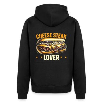 Käsesteak Food Lover American Sandwhich Feinschmecker - Unisex Premium Bio Zip Hoodie - Schwarz - Hinten - Nico (187cm)