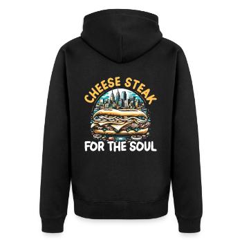 Käsesteak Food Lover American Sandwhich Feinschmecker - Unisex Premium Bio Zip Hoodie - Schwarz - Hinten - Nico (187cm)