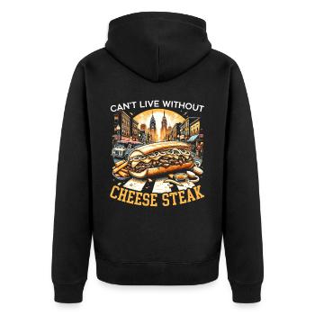 Käsesteak Food Lover American Sandwhich Feinschmecker - Unisex Premium Bio Zip Hoodie - Schwarz - Hinten - Nico (187cm)