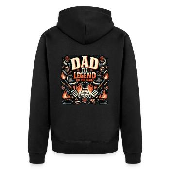 Father's Day Dad the Legend on the grill Dad Dad - Unisex Premium Organic Zip Hoodie - black - Back - Nico (187cm)