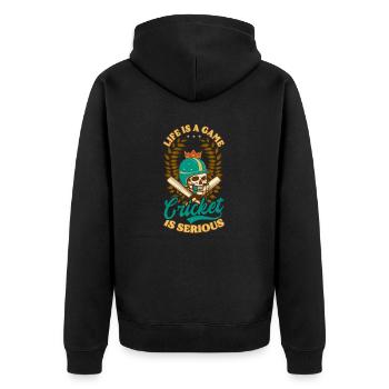 Cricket Player Life Is Game Cricket Is Life - Unisex Premium Organic Zip Hoodie - black - Back - Nico (187cm)