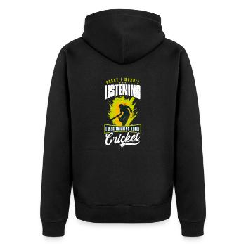 Cricket Player Wasn't Listening Thinking About - Unisex Premium Organic Zip Hoodie - black - Back - Nico (187cm)