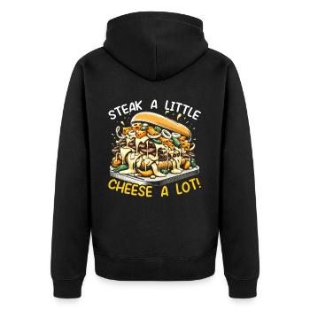 Käsesteak Food Lover American Sandwhich Feinschmecker - Unisex Premium Bio Zip Hoodie - Schwarz - Hinten - Nico (187cm)