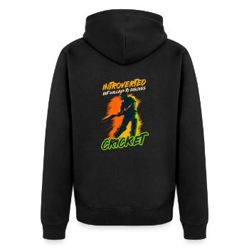 Joueur de cricket introverti mais prêt à discuter - Veste à capuche bio Premium Unisexe - noir - Dos - Nico (187cm)