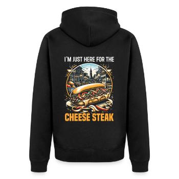 Käsesteak Food Lover American Sandwhich Feinschmecker - Unisex Premium Bio Zip Hoodie - Schwarz - Hinten - Nico (187cm)