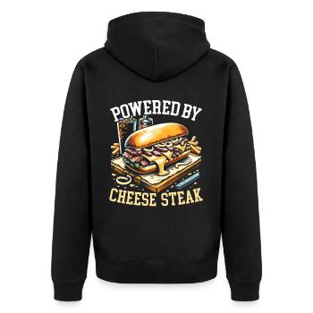 Cheese Steak Food Lover American Sandwhich Foodie - Unisex Premium Organic Zip Hoodie - black - Back - Nico (187cm)