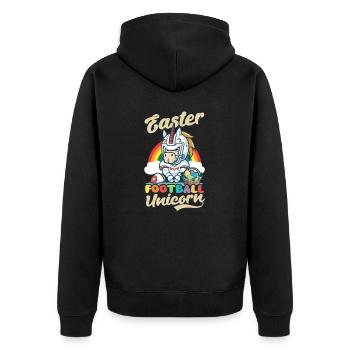 Fußball Ostern Ostern Fußball Einhorn - Unisex Premium Bio Zip Hoodie - Schwarz - Hinten - Nico (187cm)