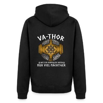 Vathor - Father's Day Father's Day Gift Viking - Unisex Premium Organic Zip Hoodie - black - Back - Nico (187cm)