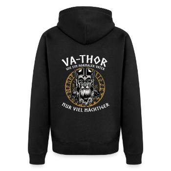 Vathor - Father's Day Father's Day Gift Viking - Unisex Premium Organic Zip Hoodie - black - Back - Nico (187cm)
