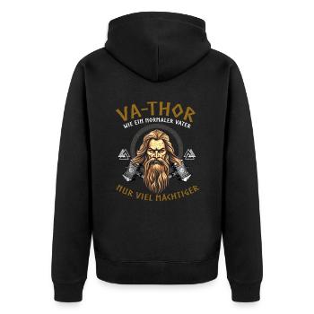 Vathor - Father's Day Father's Day Gift Viking - Unisex Premium Organic Zip Hoodie - black - Back - Nico (187cm)