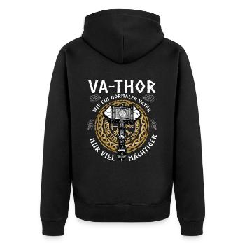 Vathor - Father's Day Father's Day Gift Viking - Unisex Premium Organic Zip Hoodie - black - Back - Nico (187cm)