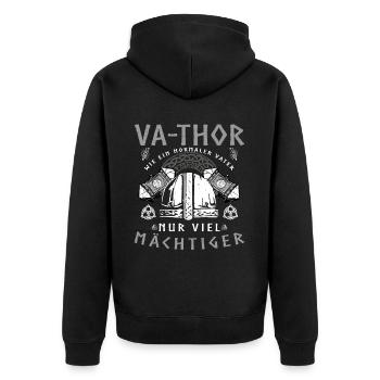 Vathor - Father's Day Father's Day Gift Viking - Unisex Premium Organic Zip Hoodie - black - Back - Nico (187cm)