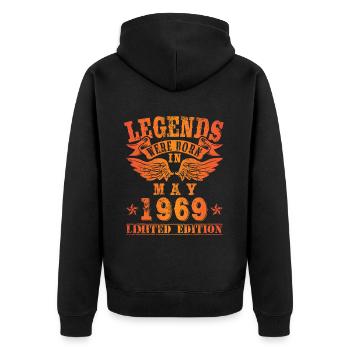 Legends sont nés en Mai 1969 Anniversaire - Veste à capuche bio Premium Unisexe - noir - Dos - Nico (187cm)