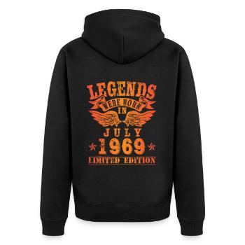 Legends sont nés en juillet 1969 Anniversaire - Veste à capuche bio Premium Unisexe - noir - Dos - Nico (187cm)