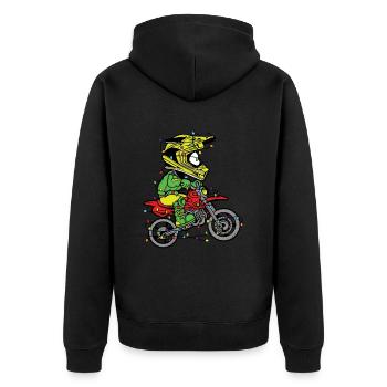 Motocross avec lumières de Noël - Veste à capuche bio Premium Unisexe - noir - Dos - Nico (187cm)
