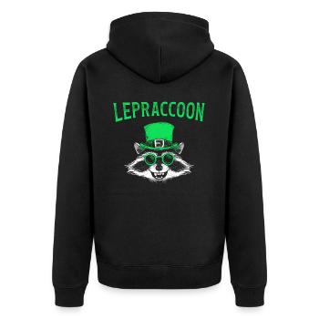 Lepraccoon Funny Irisch Saint Patrick Kobold - Unisex Premium Bio Zip Hoodie - Schwarz - Hinten - Nico (187cm)