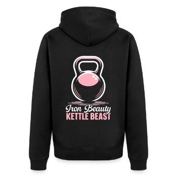 Kettlebell Workout Fitness Journey Bodybuilder - Unisex Premium Organic Zip Hoodie - black - Back - Nico (187cm)
