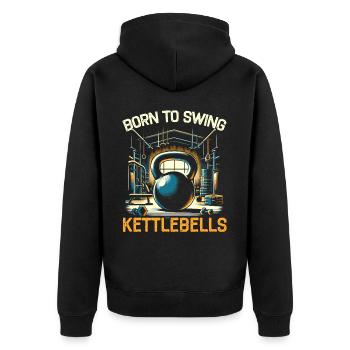 Kettlebell Workout Fitness Journey Bodybuilder - Unisex Premium Organic Zip Hoodie - black - Back - Nico (187cm)
