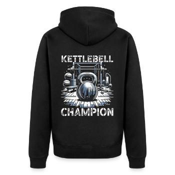 Kettlebell Workout Fitness Journey Bodybuilder - Unisex Premium Organic Zip Hoodie - black - Back - Nico (187cm)
