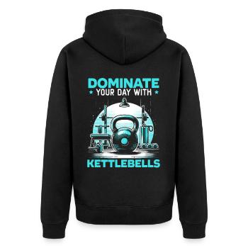 Kettlebell Workout Fitness Journey Bodybuilder - Unisex Premium Organic Zip Hoodie - black - Back - Nico (187cm)