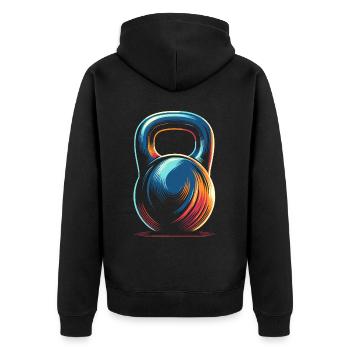 Kettlebell Workout Fitness Journey Bodybuilder - Unisex Premium Organic Zip Hoodie - black - Back - Nico (187cm)