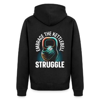 Kettlebell Workout Fitness Journey Bodybuilder - Unisex Premium Organic Zip Hoodie - black - Back - Nico (187cm)