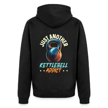 Kettlebell Workout Fitness Journey Bodybuilder - Unisex Premium Organic Zip Hoodie - black - Back - Nico (187cm)
