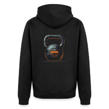 Kettlebell Workout Fitness Journey Bodybuilder - Unisex Premium Organic Zip Hoodie - black - Back - Nico (187cm)