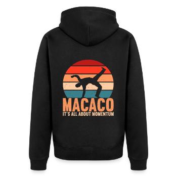 Capoeira Capoeirista - Unisex Premium Bio Zip Hoodie - Schwarz - Hinten - Nico (187cm)