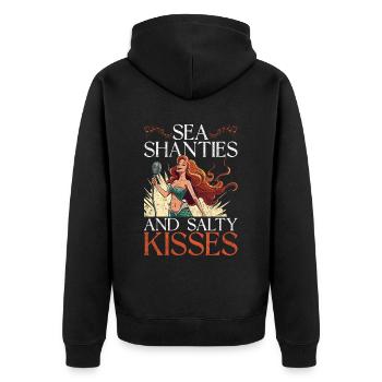 Seemannslieder Sea Shanties And Salty Kisses - Unisex Premium Bio Zip Hoodie - Schwarz - Hinten - Nico (187cm)
