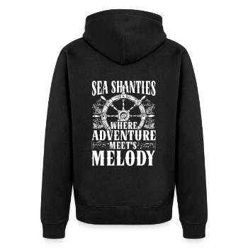 Shanty Chor Seemannslieder - Unisex Premium Bio Zip Hoodie - Schwarz - Hinten - Nico (187cm)