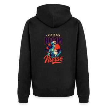 ER Krankenschwester Vintage Retro Sonnenuntergang - Unisex Premium Bio Zip Hoodie - Schwarz - Hinten - Nico (187cm)