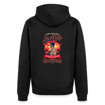 ER Nurse Curse Like ER Nurse - Unisex Premium Organic Zip Hoodie - black - Back - Nico (187cm)