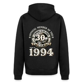 30. Geburtstag geboren 1994 Jahrgang 1994 - Unisex Premium Bio Zip Hoodie - Schwarz - Hinten - Nico (187cm)