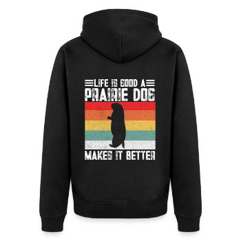 Lustige Prärie -Hundeliebhaber Lustiger Nagetier - Unisex Premium Bio Zip Hoodie - Schwarz - Hinten - Nico (187cm)