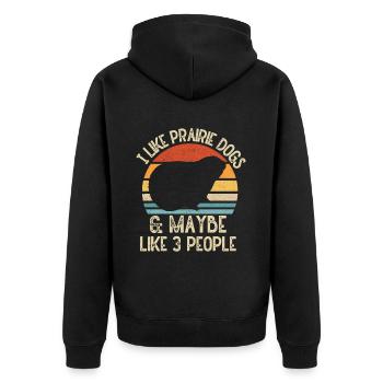 Lustige Prärie -Hundeliebhaber Lustiger Nagetier - Unisex Premium Bio Zip Hoodie - Schwarz - Hinten - Nico (187cm)