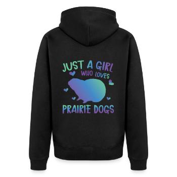 Lustige Prärie -Hundeliebhaber Lustiger Nagetier - Unisex Premium Bio Zip Hoodie - Schwarz - Hinten - Nico (187cm)
