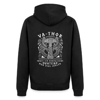 Vathor - Father's Day Father's Day Gift Viking - Unisex Premium Organic Zip Hoodie - black - Back - Nico (187cm)