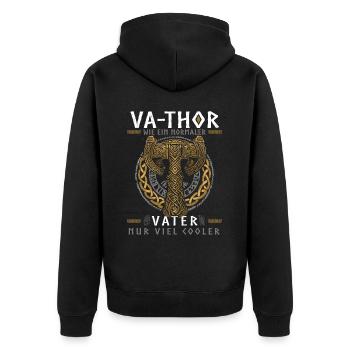 Vathor - Father's Day Father's Day Gift Viking - Unisex Premium Organic Zip Hoodie - black - Back - Nico (187cm)