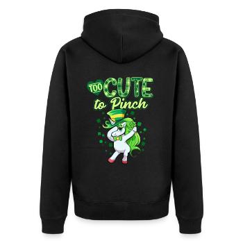 St. Patrick's Day Einhorn - Unisex Premium Bio Zip Hoodie - Schwarz - Hinten - Nico (187cm)