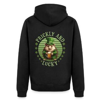 Hérisson de la Saint-Patrick - Veste à capuche bio Premium Unisexe - noir - Dos - Nico (187cm)