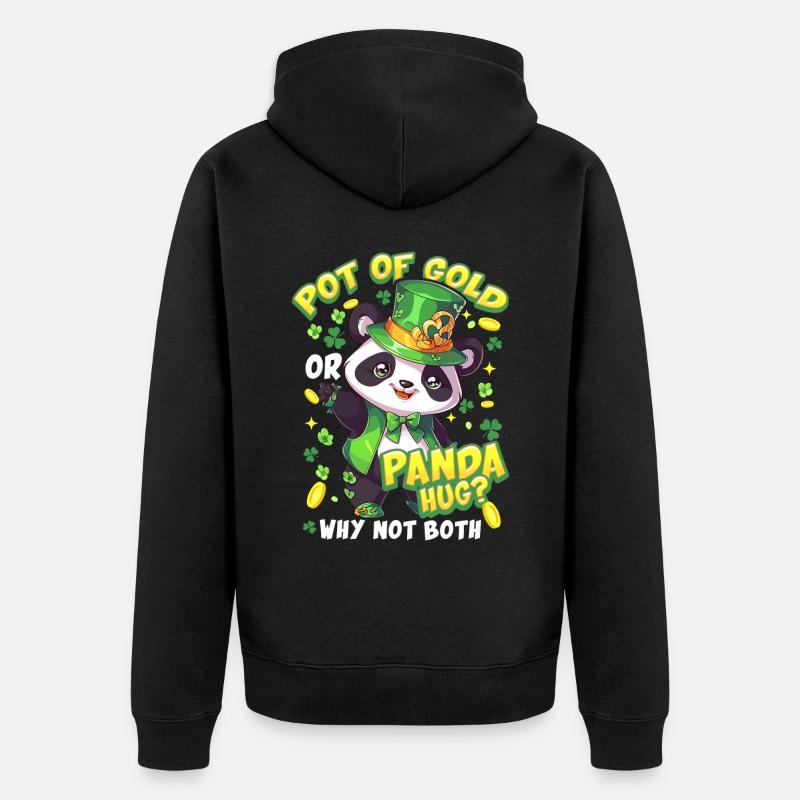 Câlin Panda de la Saint-Patrick - Veste à capuche bio Premium Unisexe - noir