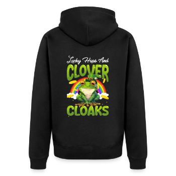 St. Patrick's Day Frosch - Unisex Premium Bio Zip Hoodie - Schwarz - Hinten - Nico (187cm)
