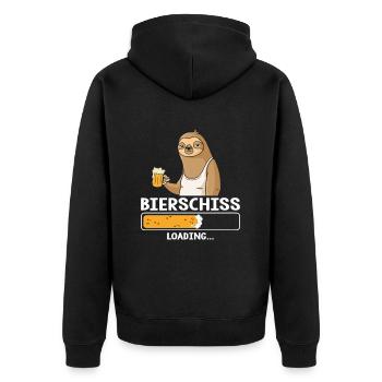 Bierschiss Loading Bier Faultier - Unisex Premium Bio Zip Hoodie - Schwarz - Hinten - Nico (187cm)
