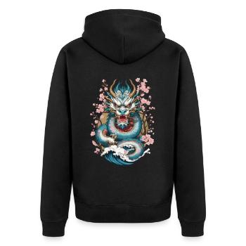 Japanese Dragon Tattoo Aesthetic Streetwear - Unisex Premium Organic Zip Hoodie - black - Back - Nico (187cm)