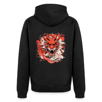 Chinese Year Of Dragon Vintage China Zodiac Sign - Unisex Premium Bio Zip Hoodie - Schwarz - Hinten - Nico (187cm)