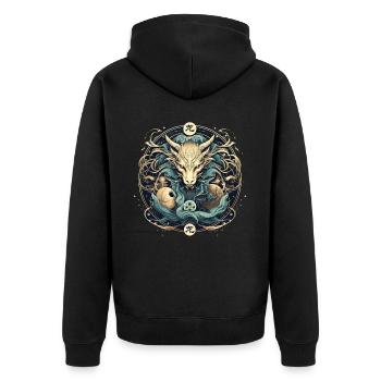 Mythical Dragon Celestial Chinese Zodiac Sign - Unisex Premium Bio Zip Hoodie - Schwarz - Hinten - Nico (187cm)