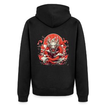 Mystical Dragon Chinese New Year Zodiac Sign - Unisex Premium Bio Zip Hoodie - Schwarz - Hinten - Nico (187cm)